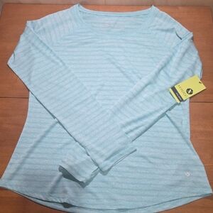 Xersion‎ Aqua Striped Long Sleeve Top